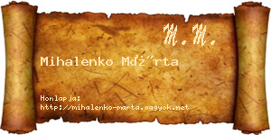 Mihalenko Márta névjegykártya
